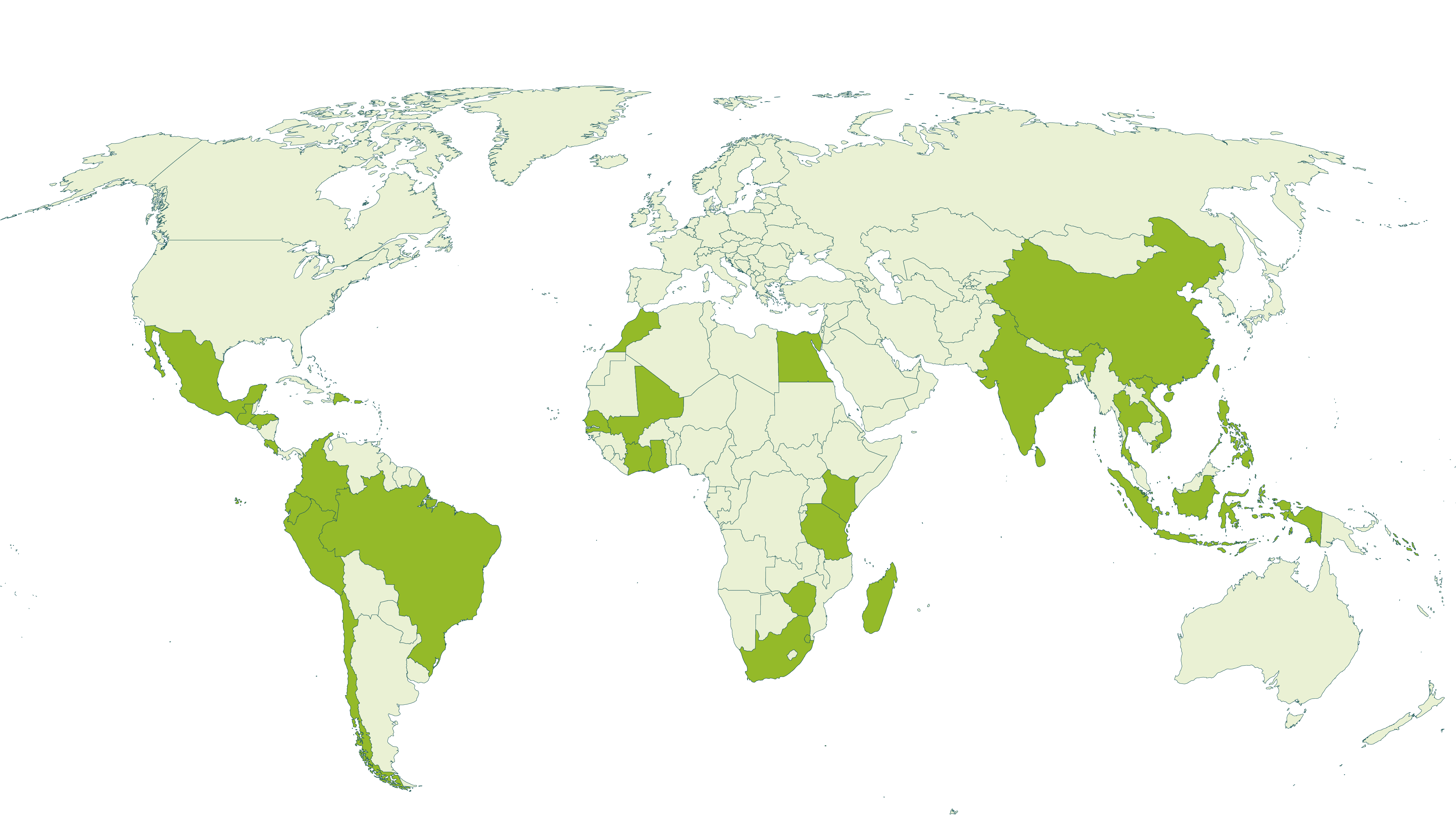 Map of current Rainforest Alliance certified fruit farms